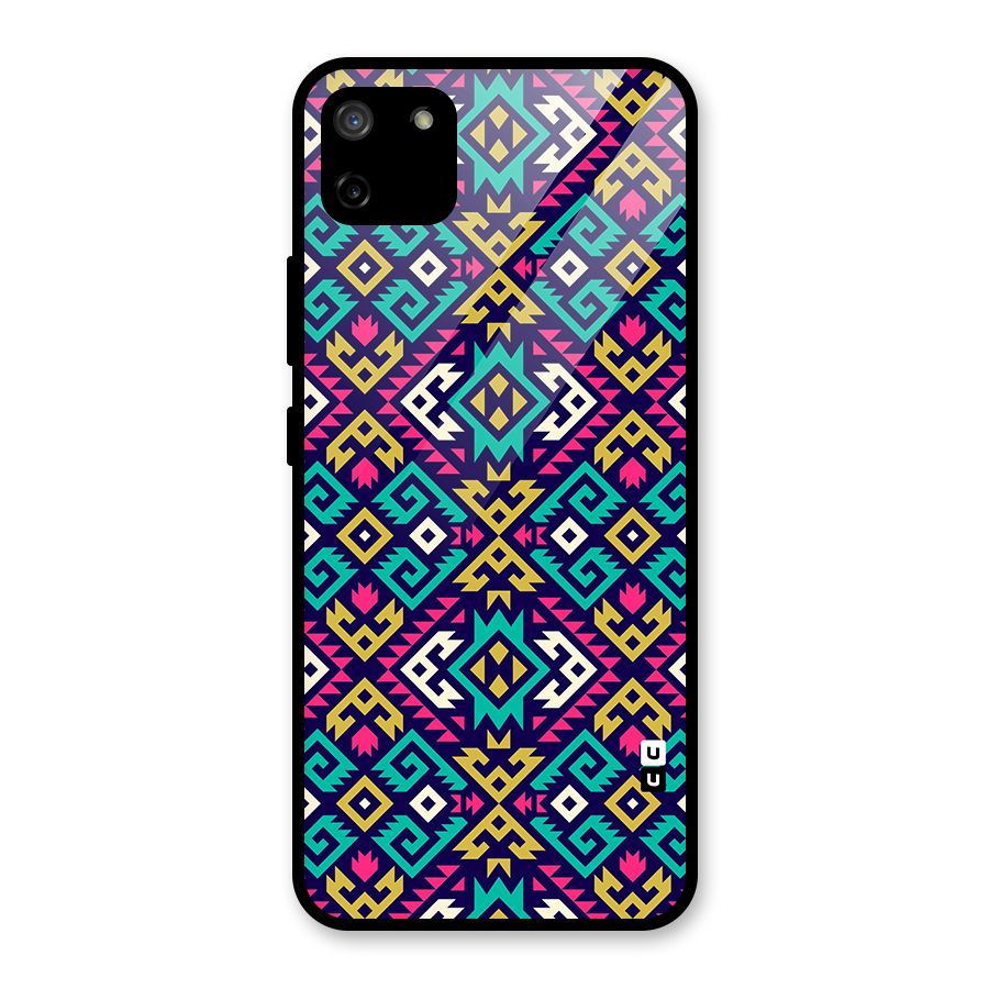 Retro Geometric Pattern Glass Back Case for Realme C11