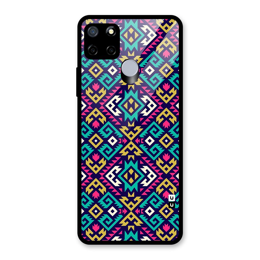 Retro Geometric Pattern Glass Back Case for Realme C12