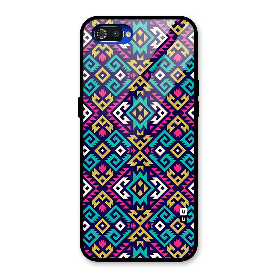 Retro Geometric Pattern Glass Back Case for Realme C2