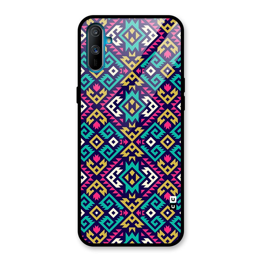 Retro Geometric Pattern Glass Back Case for Realme C3