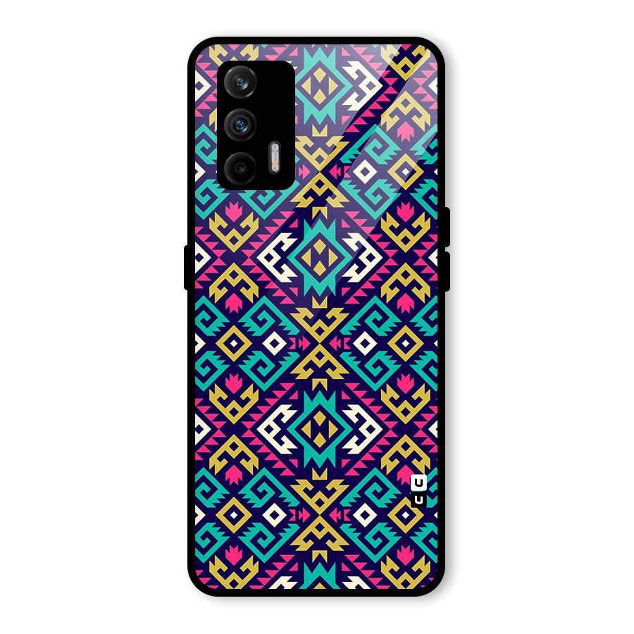 Retro Geometric Pattern Glass Back Case for Realme GT 5G
