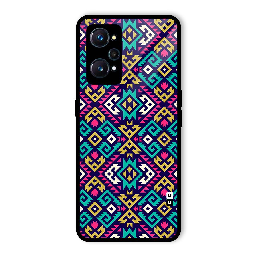 Retro Geometric Pattern Glass Back Case for Realme GT Neo2