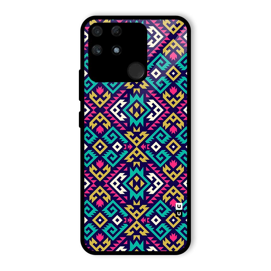 Retro Geometric Pattern Glass Back Case for Realme Narzo 50A