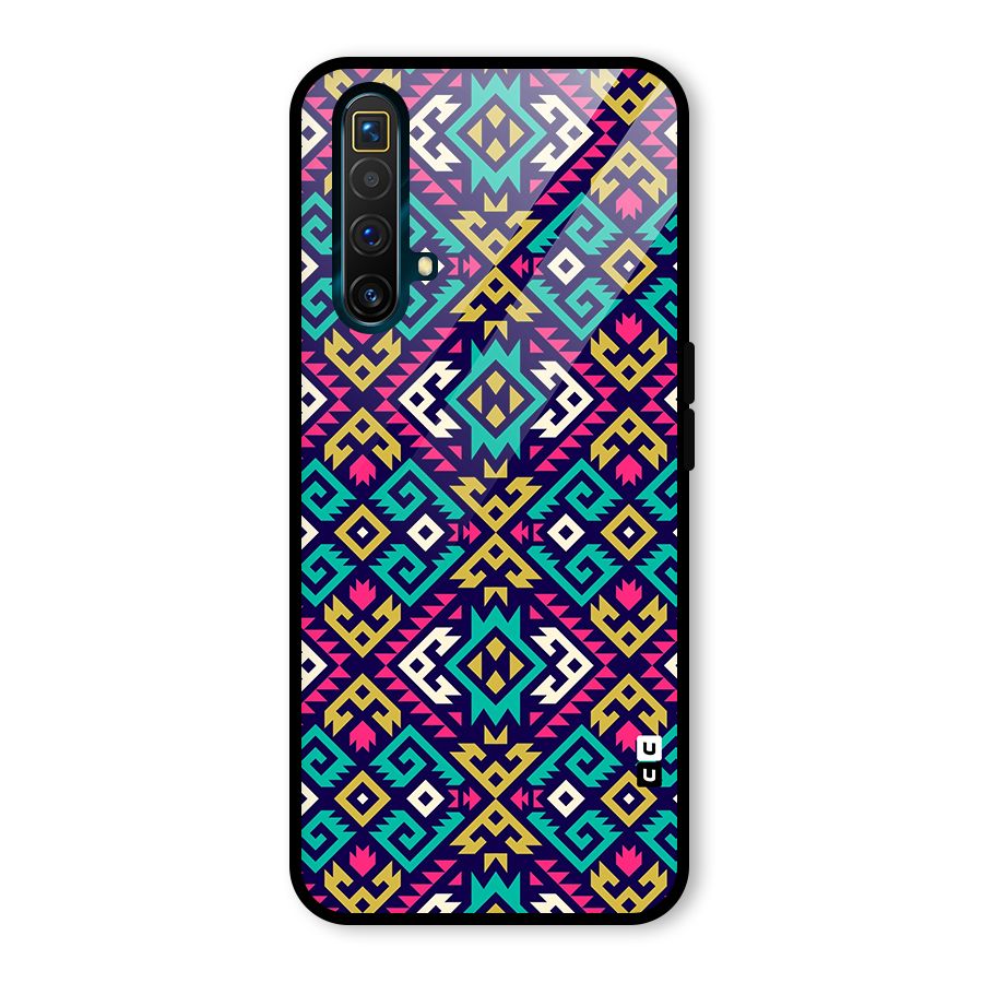 Retro Geometric Pattern Glass Back Case for Realme X3