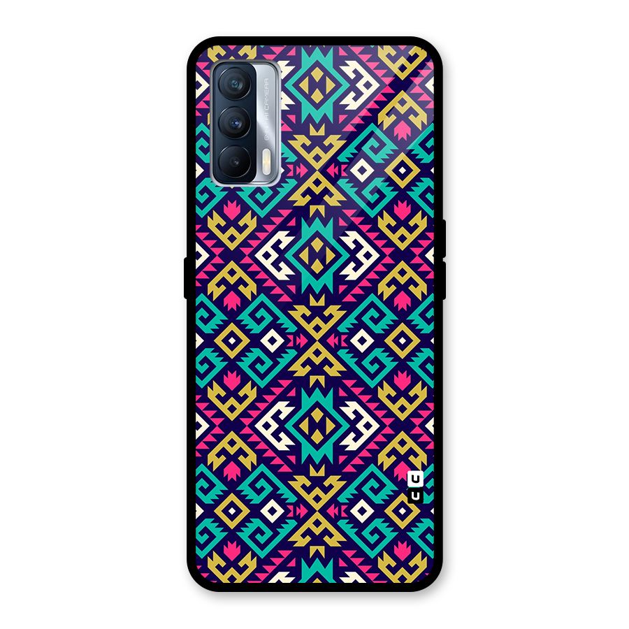 Retro Geometric Pattern Glass Back Case for Realme X7