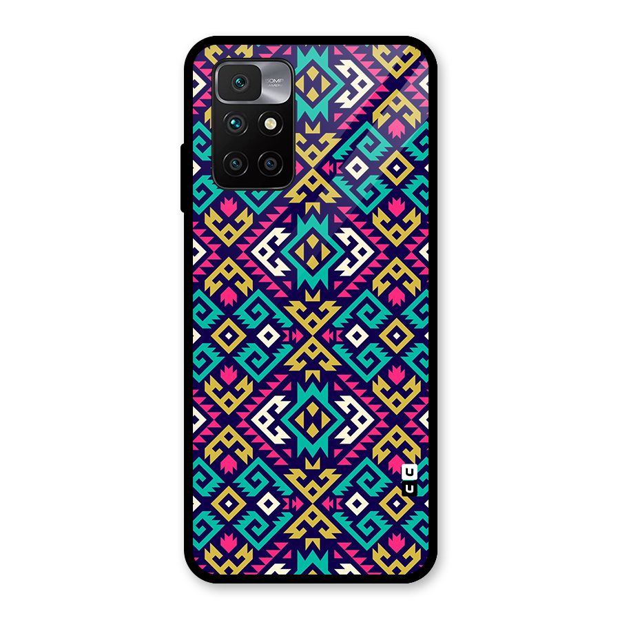 Retro Geometric Pattern Glass Back Case for Redmi 10 Prime