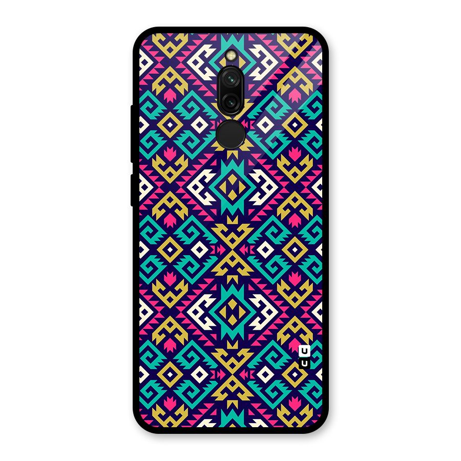 Retro Geometric Pattern Glass Back Case for Redmi 8