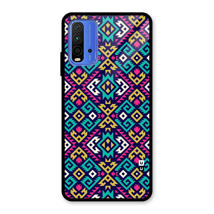Retro Geometric Pattern Glass Back Case for Redmi 9 Power