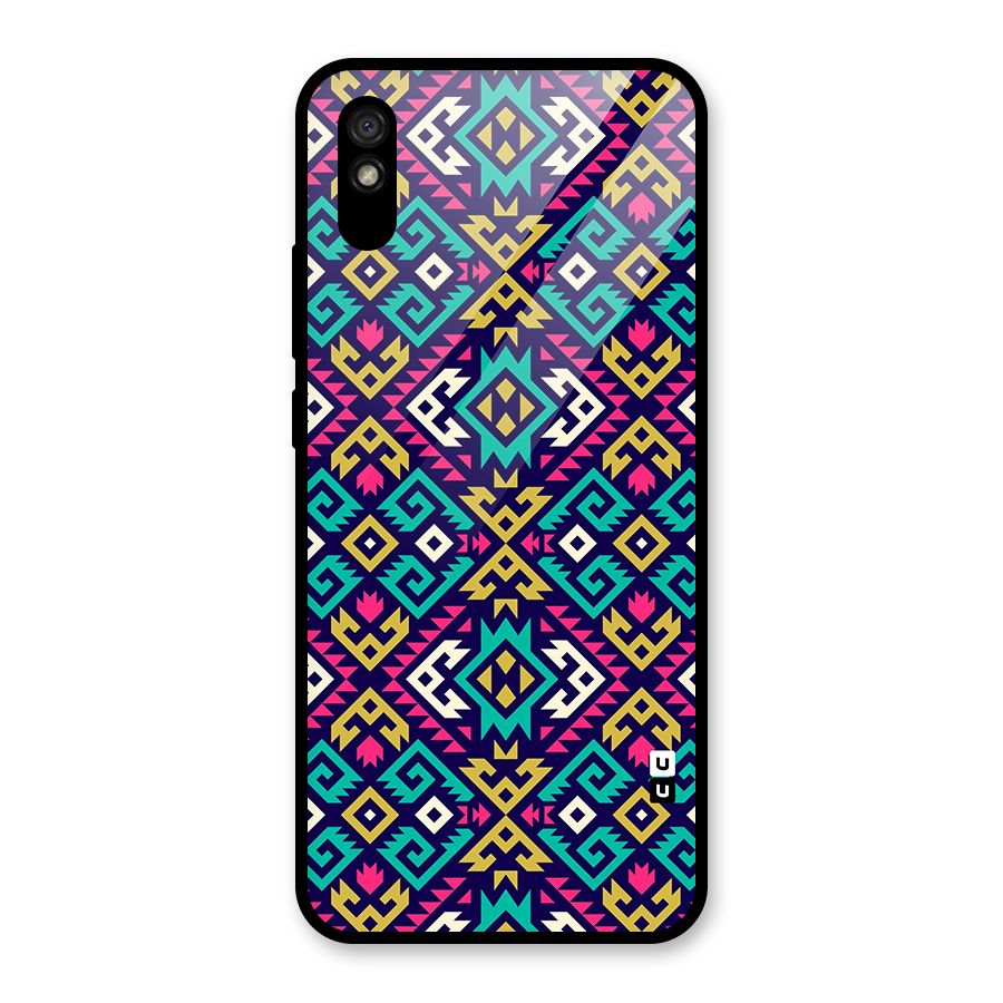 Retro Geometric Pattern Glass Back Case for Redmi 9i