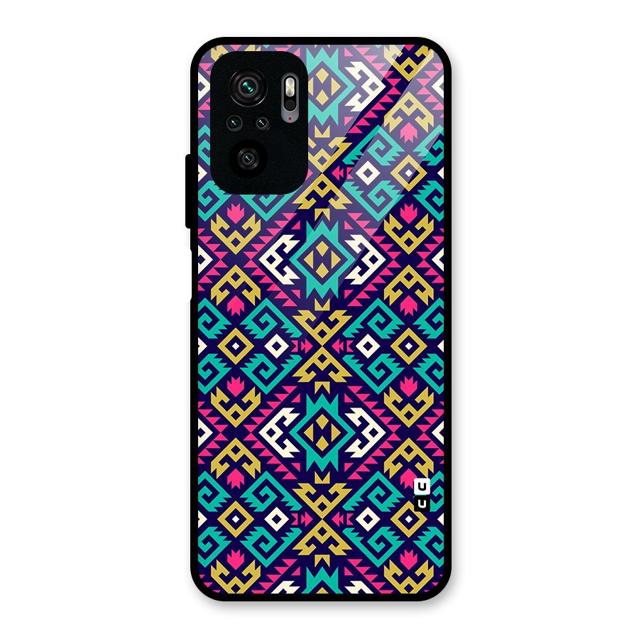 Retro Geometric Pattern Glass Back Case for Redmi Note 10S