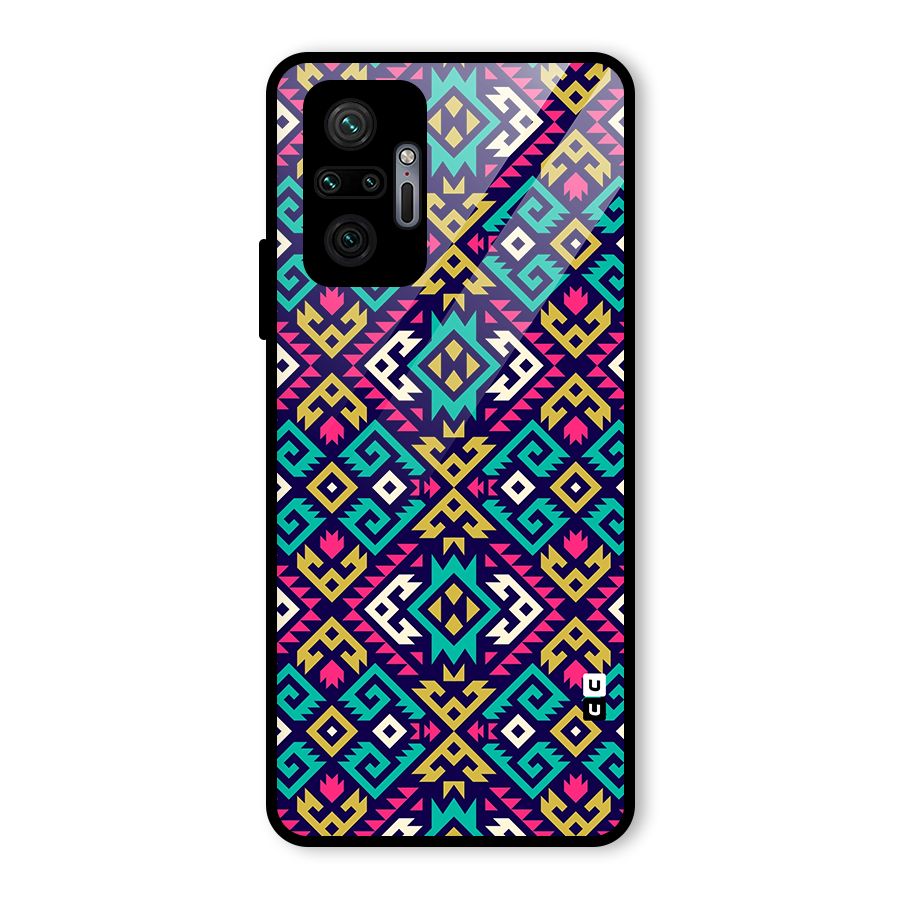 Retro Geometric Pattern Glass Back Case for Redmi Note 10 Pro