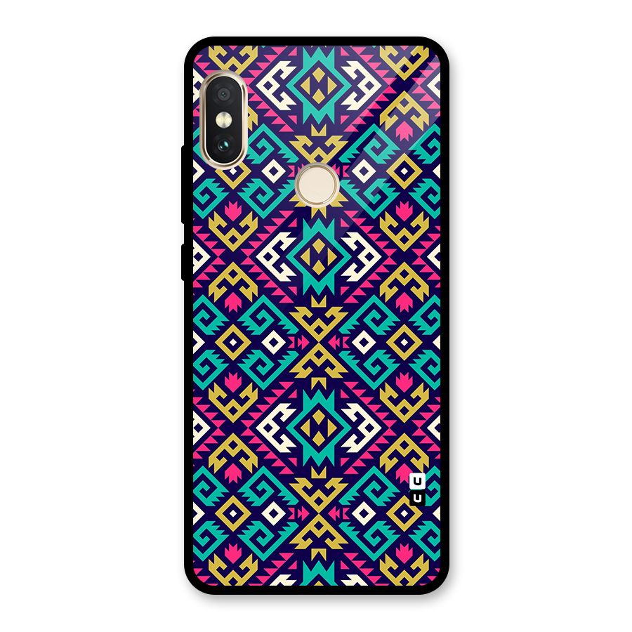 Retro Geometric Pattern Glass Back Case for Redmi Note 5 Pro