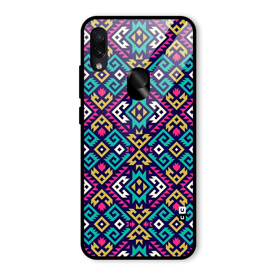 Retro Geometric Pattern Glass Back Case for Redmi Note 7 Pro