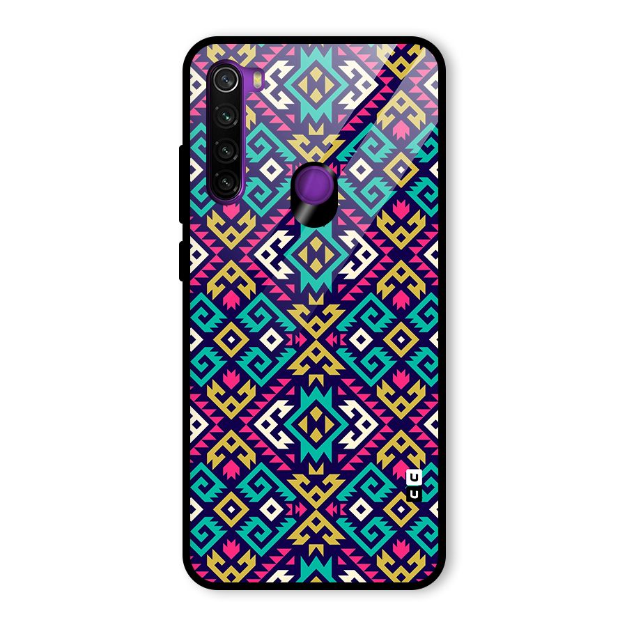Retro Geometric Pattern Glass Back Case for Redmi Note 8