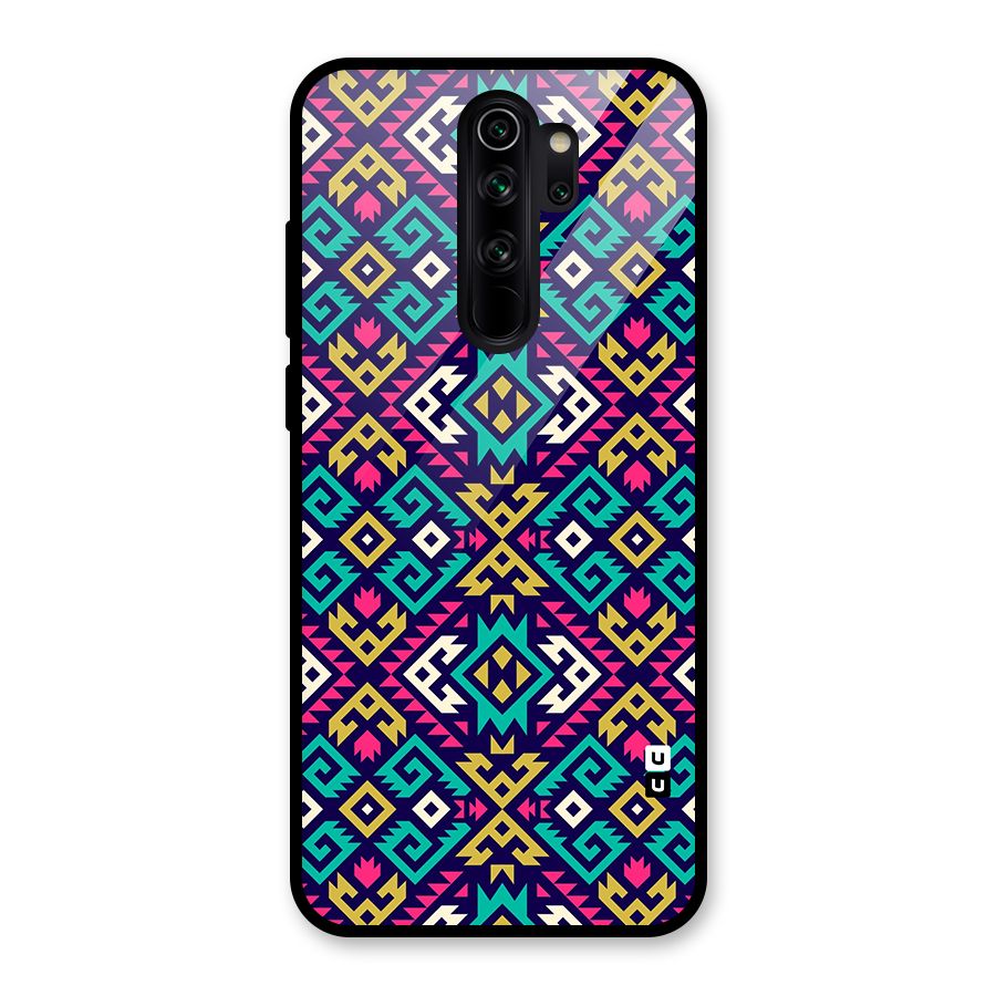 Retro Geometric Pattern Glass Back Case for Redmi Note 8 Pro