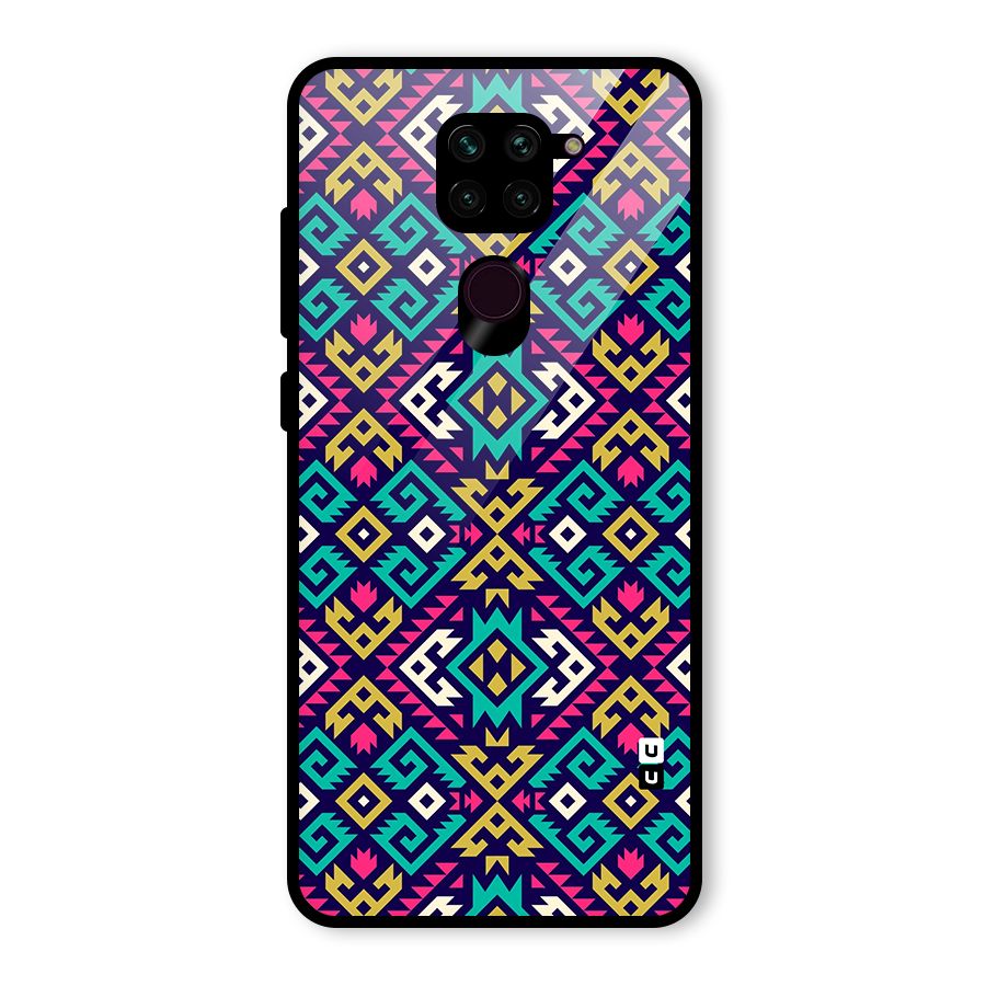 Retro Geometric Pattern Glass Back Case for Redmi Note 9