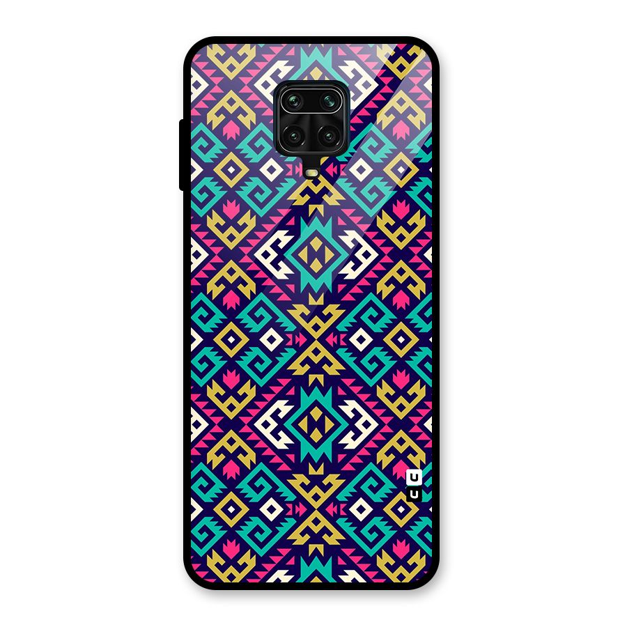 Retro Geometric Pattern Glass Back Case for Redmi Note 9 Pro