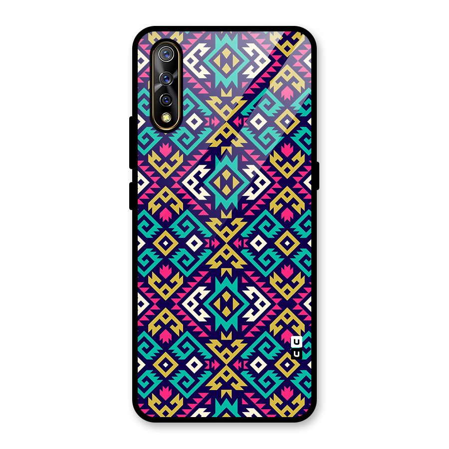 Retro Geometric Pattern Glass Back Case for Vivo S1