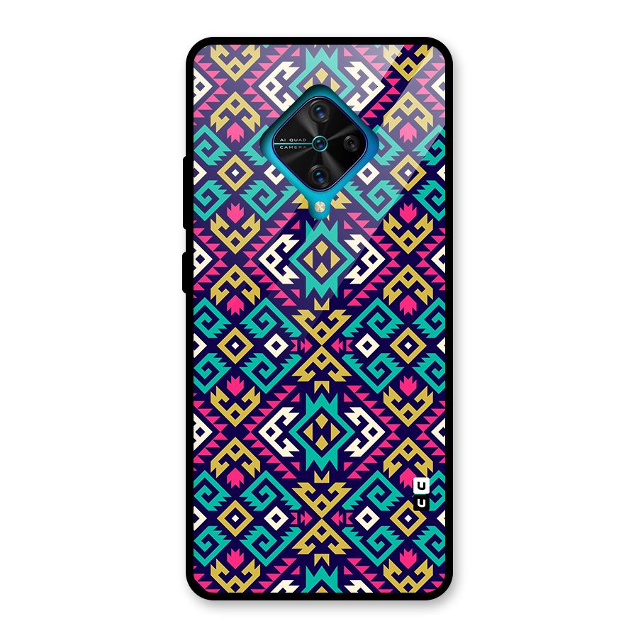 Retro Geometric Pattern Glass Back Case for Vivo S1 Pro