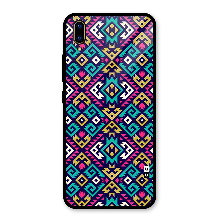 Retro Geometric Pattern Glass Back Case for Vivo V11 Pro