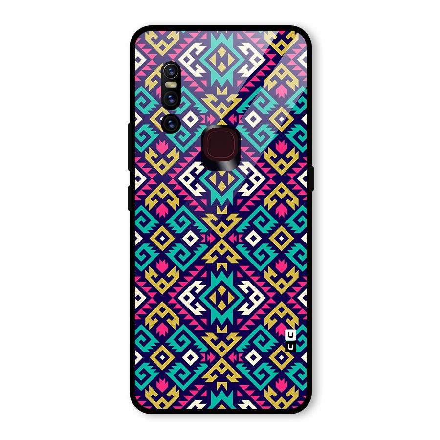 Retro Geometric Pattern Glass Back Case for Vivo V15