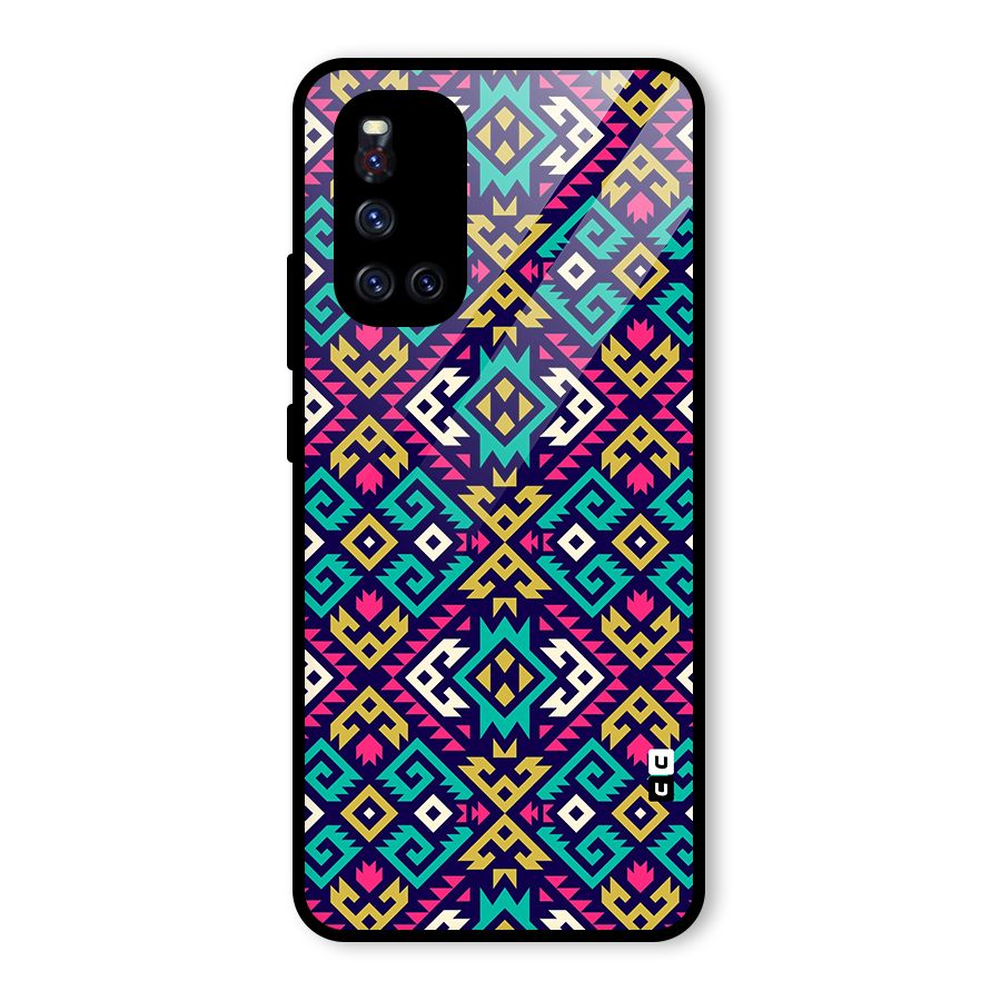 Retro Geometric Pattern Glass Back Case for Vivo V19