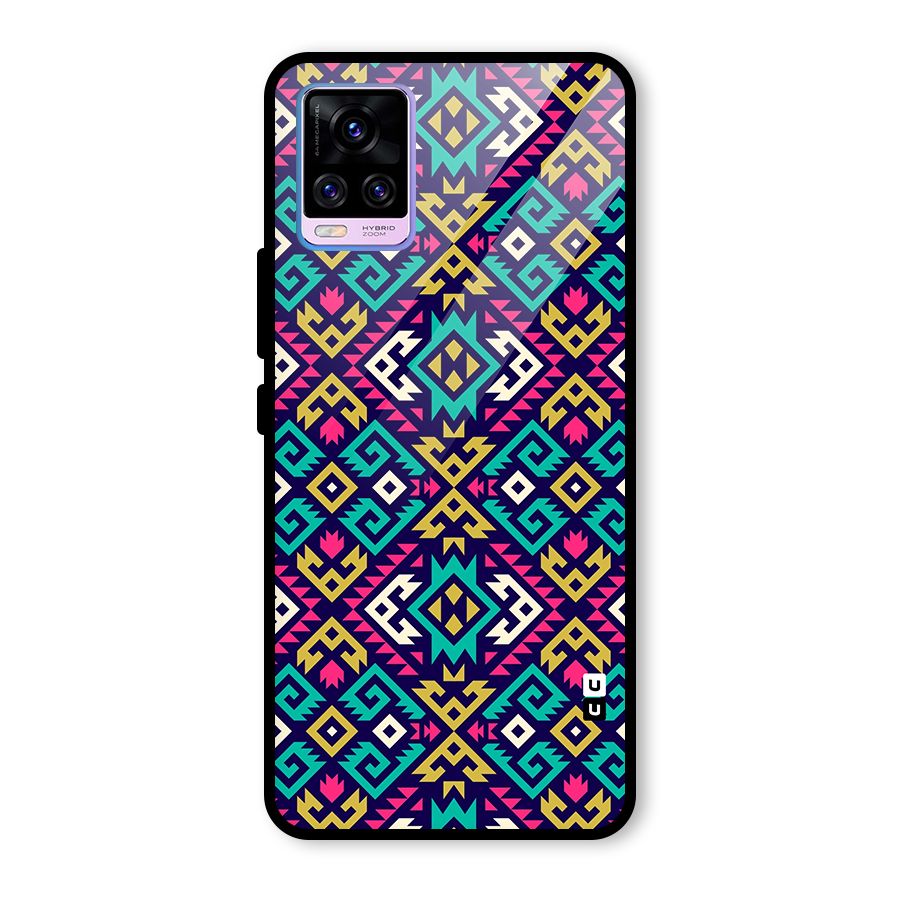 Retro Geometric Pattern Glass Back Case for Vivo V20 Pro