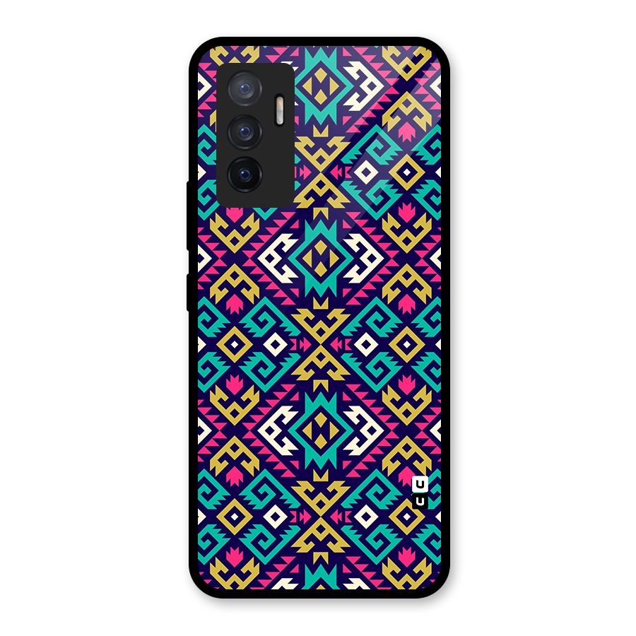 Retro Geometric Pattern Glass Back Case for Vivo V23e