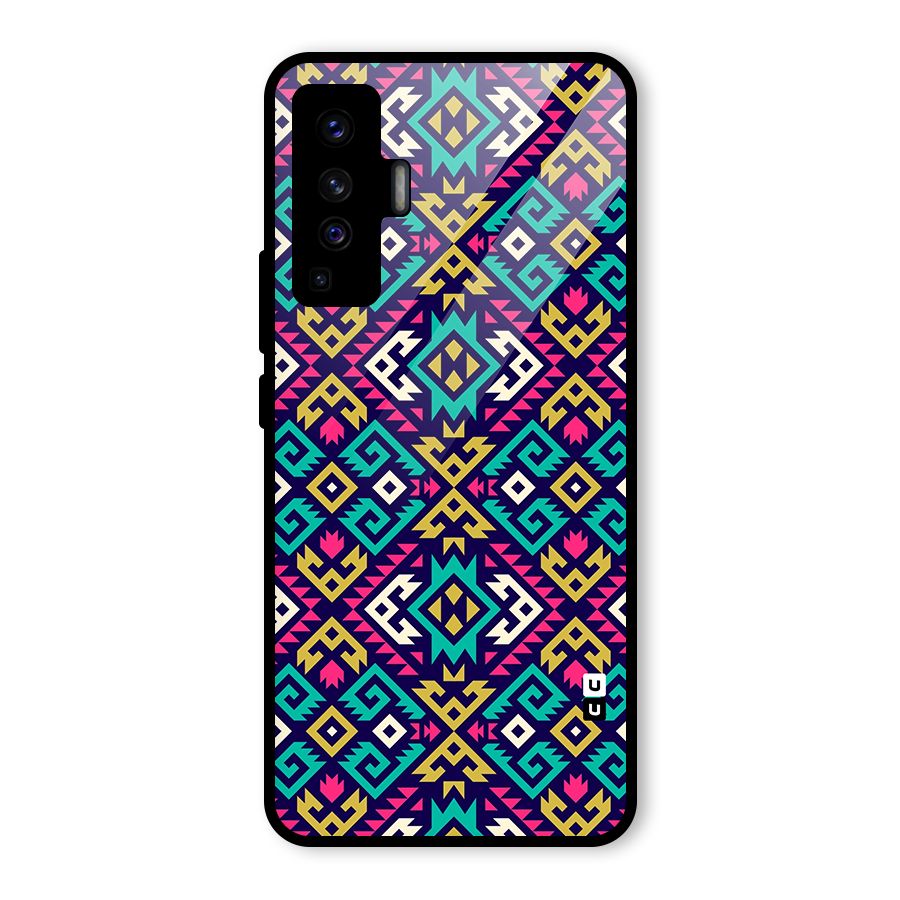 Retro Geometric Pattern Glass Back Case for Vivo X50