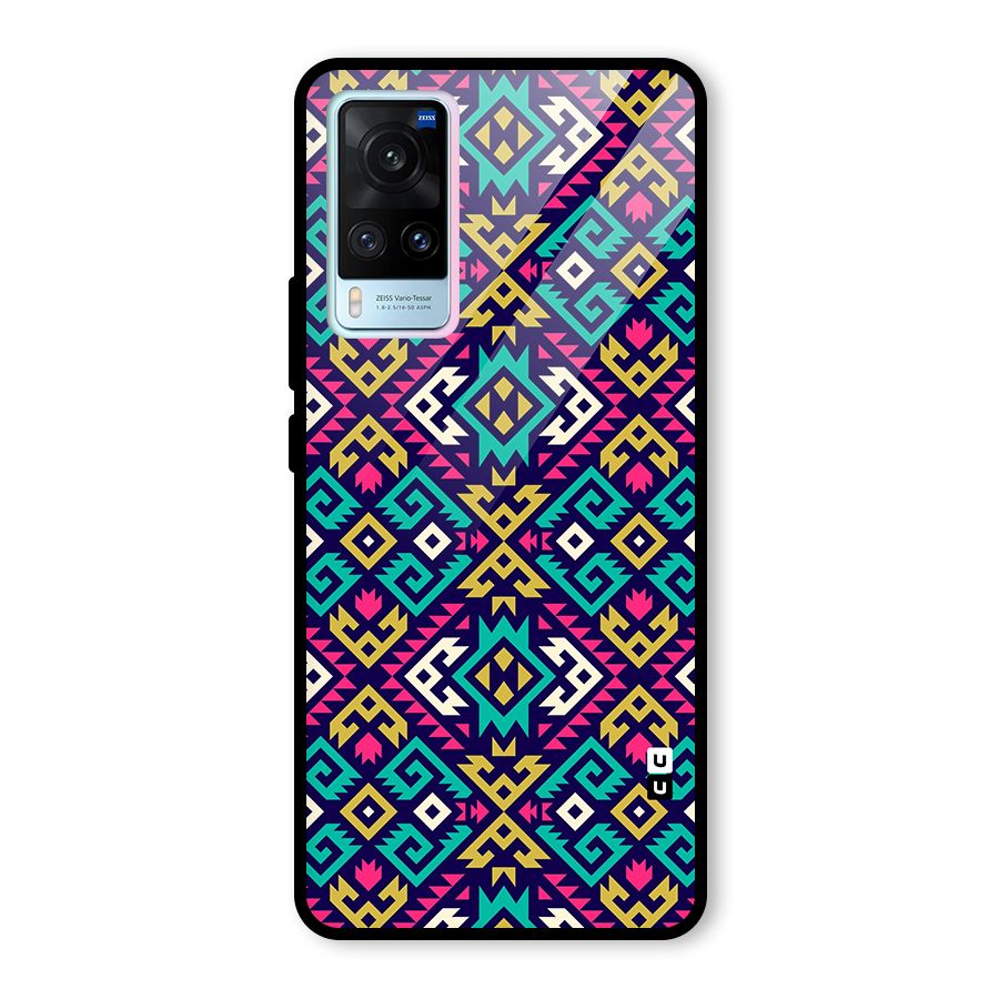 Retro Geometric Pattern Glass Back Case for Vivo X60