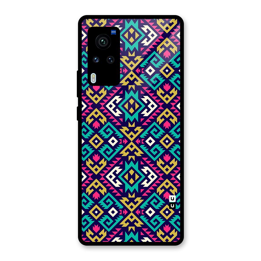 Retro Geometric Pattern Glass Back Case for Vivo X60 Pro