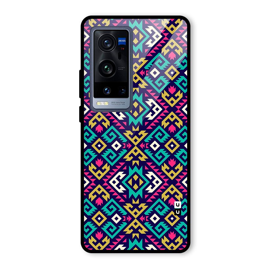 Retro Geometric Pattern Glass Back Case for Vivo X60 Pro Plus