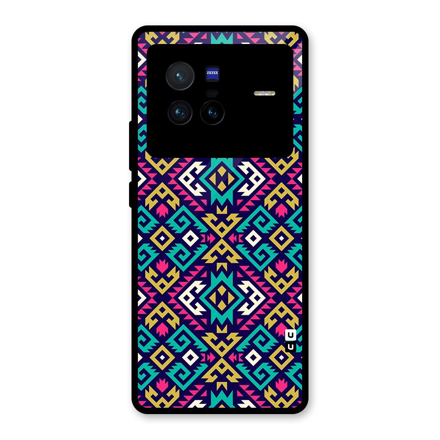 Retro Geometric Pattern Glass Back Case for Vivo X80
