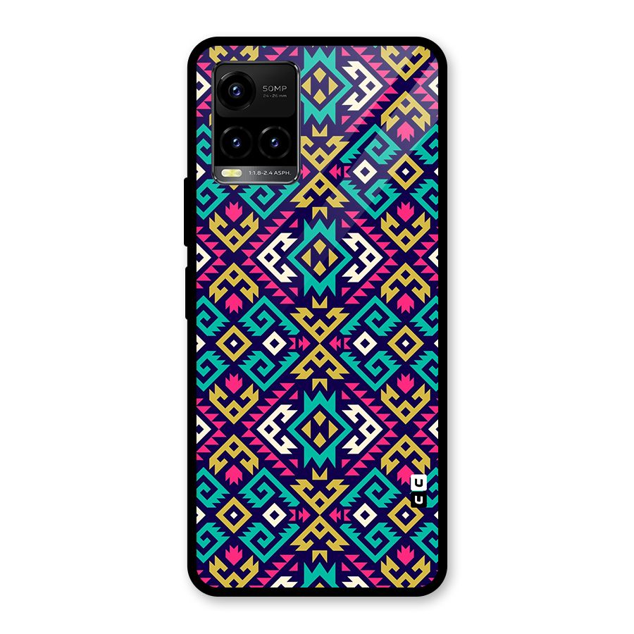 Retro Geometric Pattern Glass Back Case for Vivo Y21T