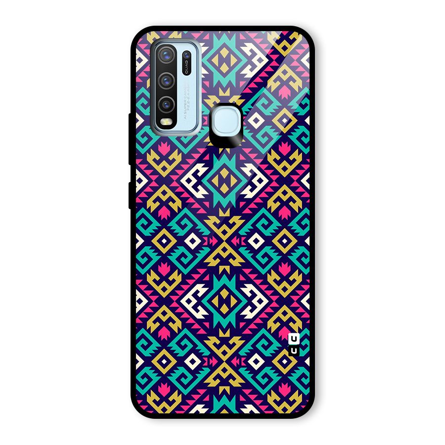 Retro Geometric Pattern Glass Back Case for Vivo Y50