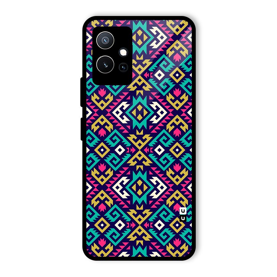 Retro Geometric Pattern Glass Back Case for Vivo Y75 5G