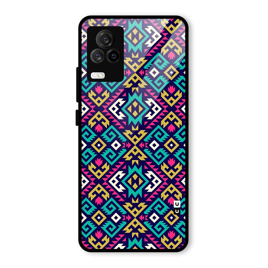 Retro Geometric Pattern Glass Back Case for Vivo iQOO 7 Legend 5G