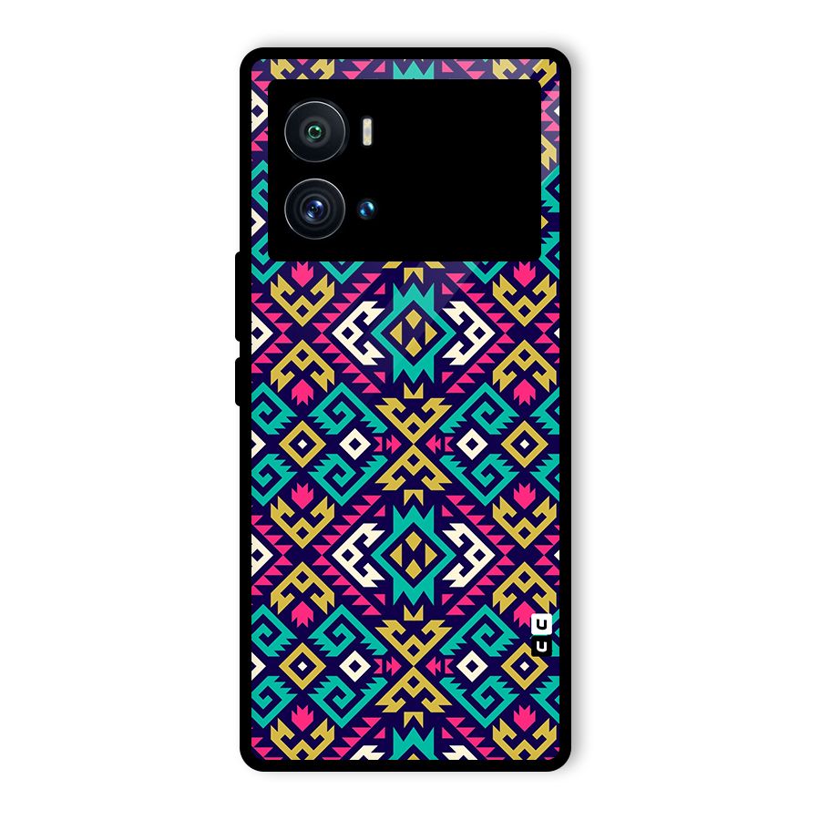Retro Geometric Pattern Glass Back Case for Vivo iQOO 9 Pro