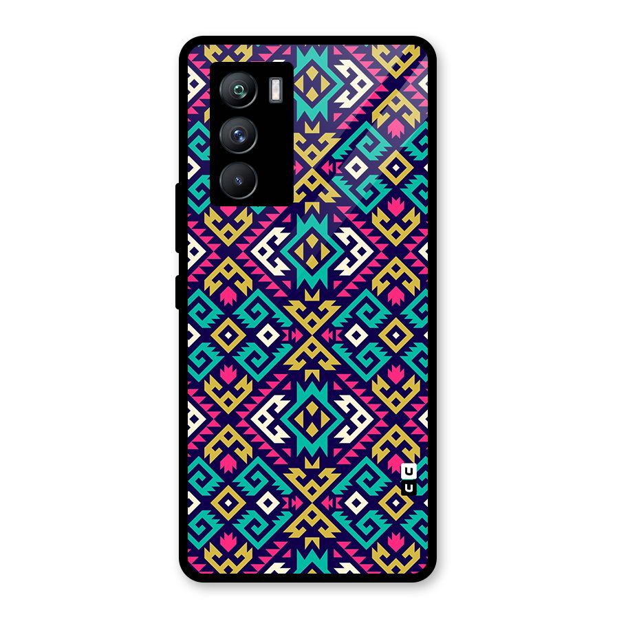 Retro Geometric Pattern Glass Back Case for Vivo iQOO 9 SE