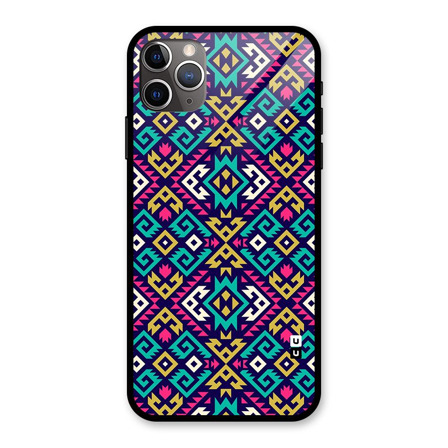 Retro Geometric Pattern Glass Back Case for iPhone 11 Pro Max