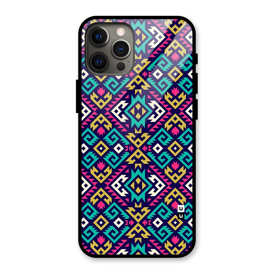 Retro Geometric Pattern Glass Back Case for iPhone 12 Pro Max