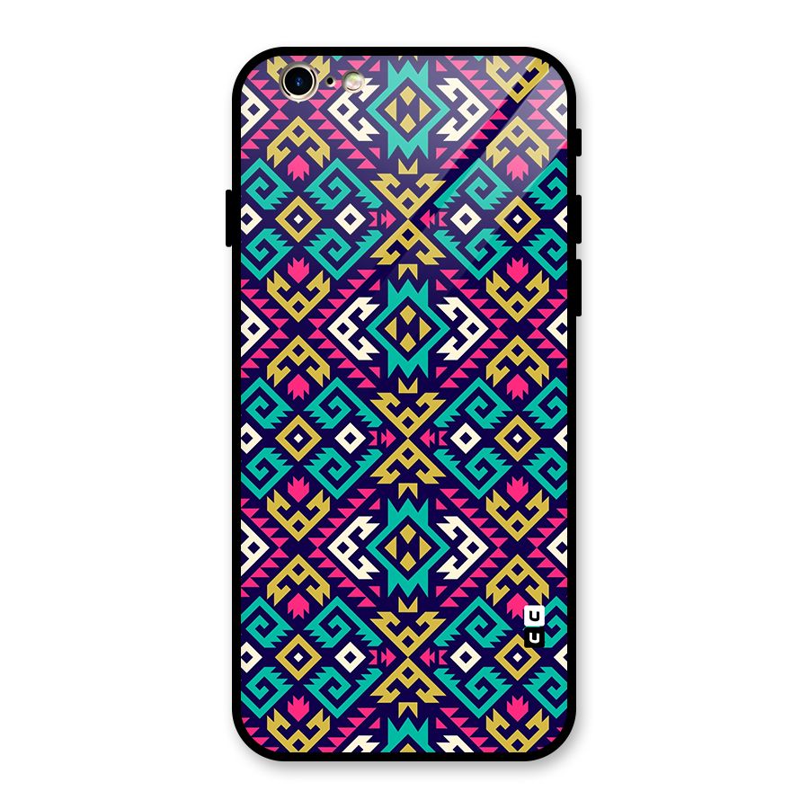 Retro Geometric Pattern Glass Back Case for iPhone 6 6S