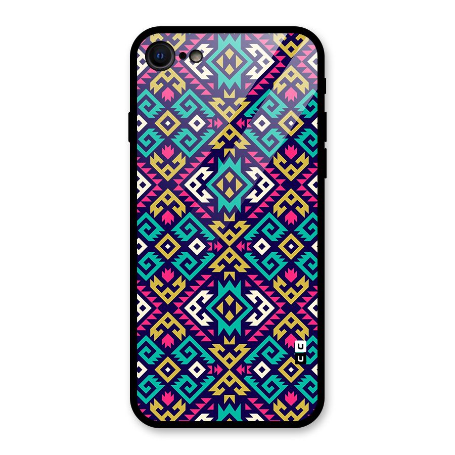 Retro Geometric Pattern Glass Back Case for iPhone 7