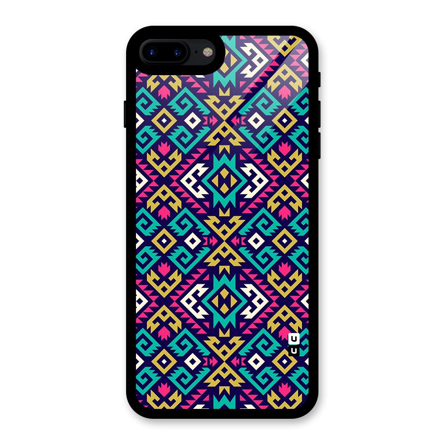 Retro Geometric Pattern Glass Back Case for iPhone 7 Plus