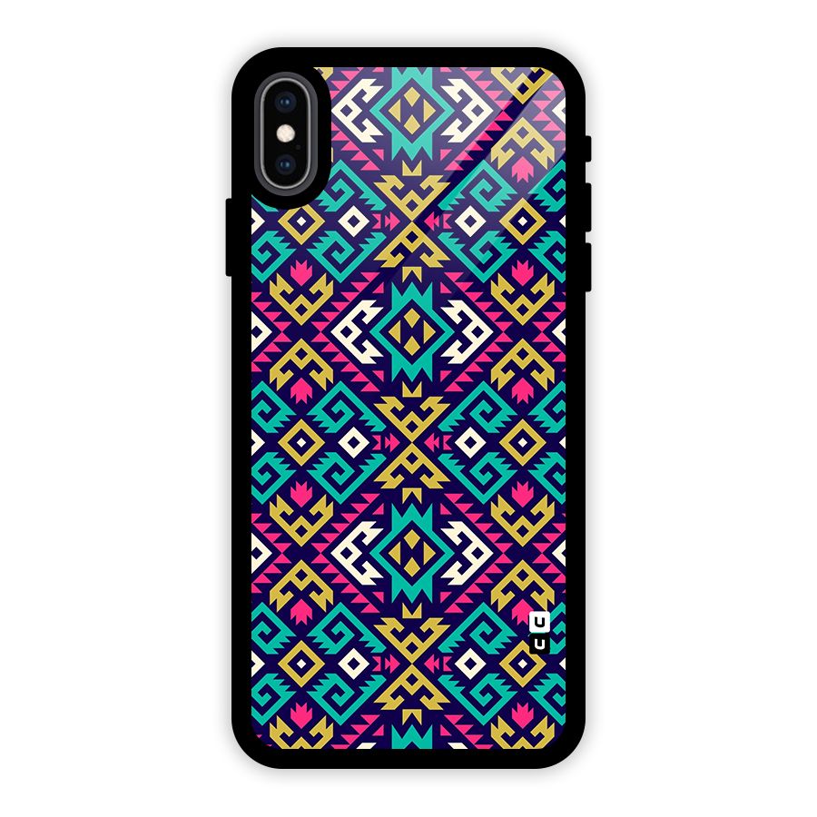Retro Geometric Pattern Glass Back Case for iPhone XS Max