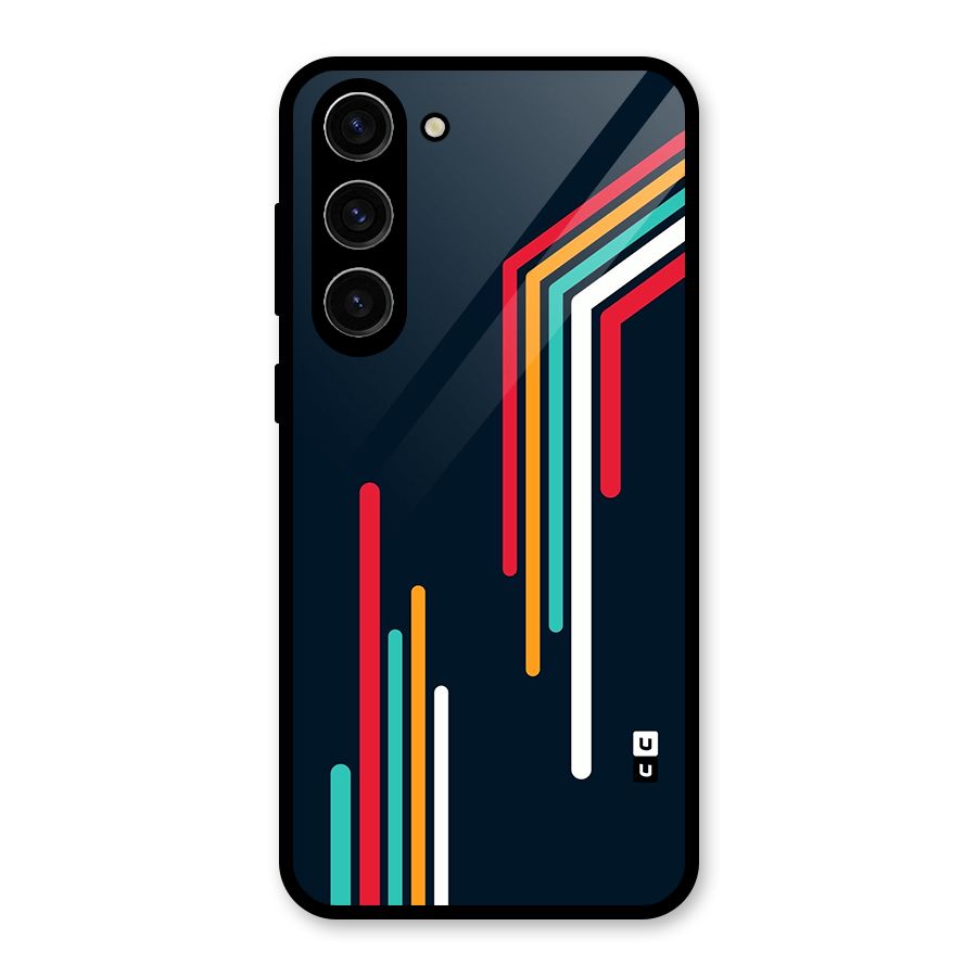 Retro Lines Minimal Stripes Glass Back Case for Galaxy S23 Plus