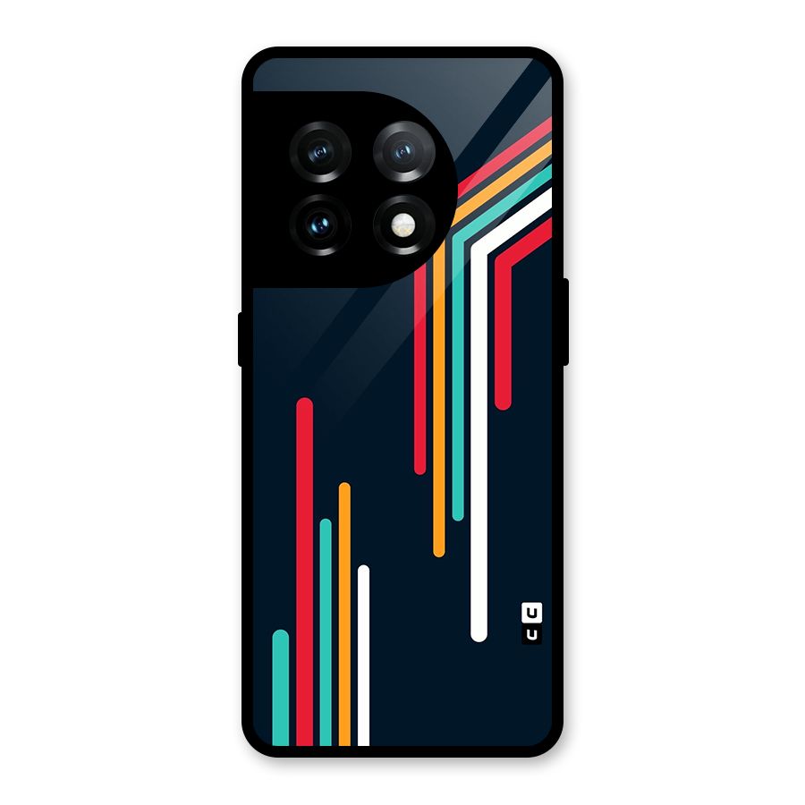 Retro Lines Minimal Stripes Glass Back Case for OnePlus 11