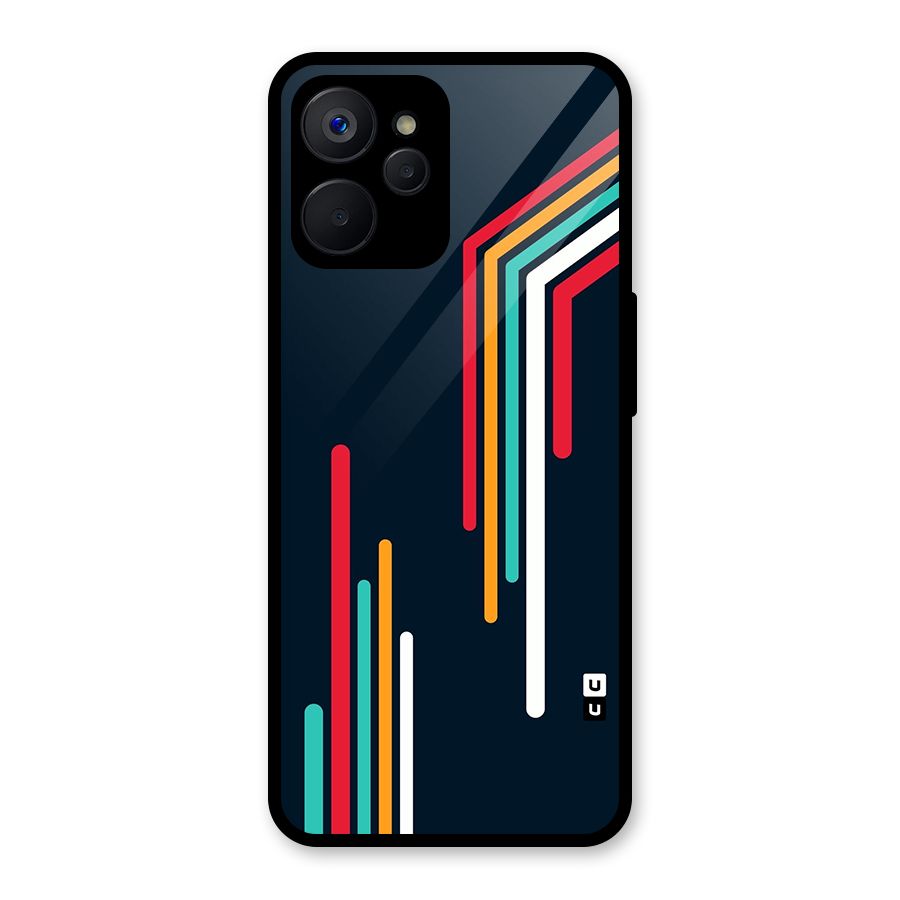 Retro Lines Minimal Stripes Glass Back Case for Realme 9i 5G