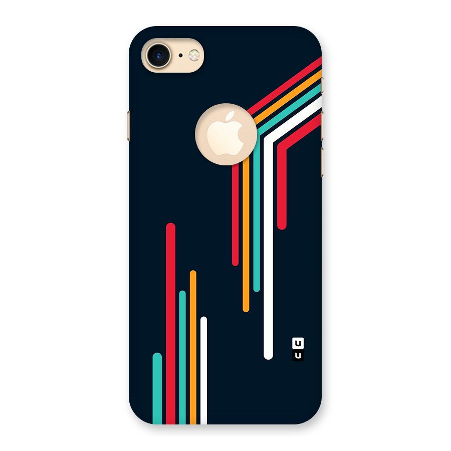 Retro Lines Minimal Stripes Back Case for iPhone 7 Logo Cut