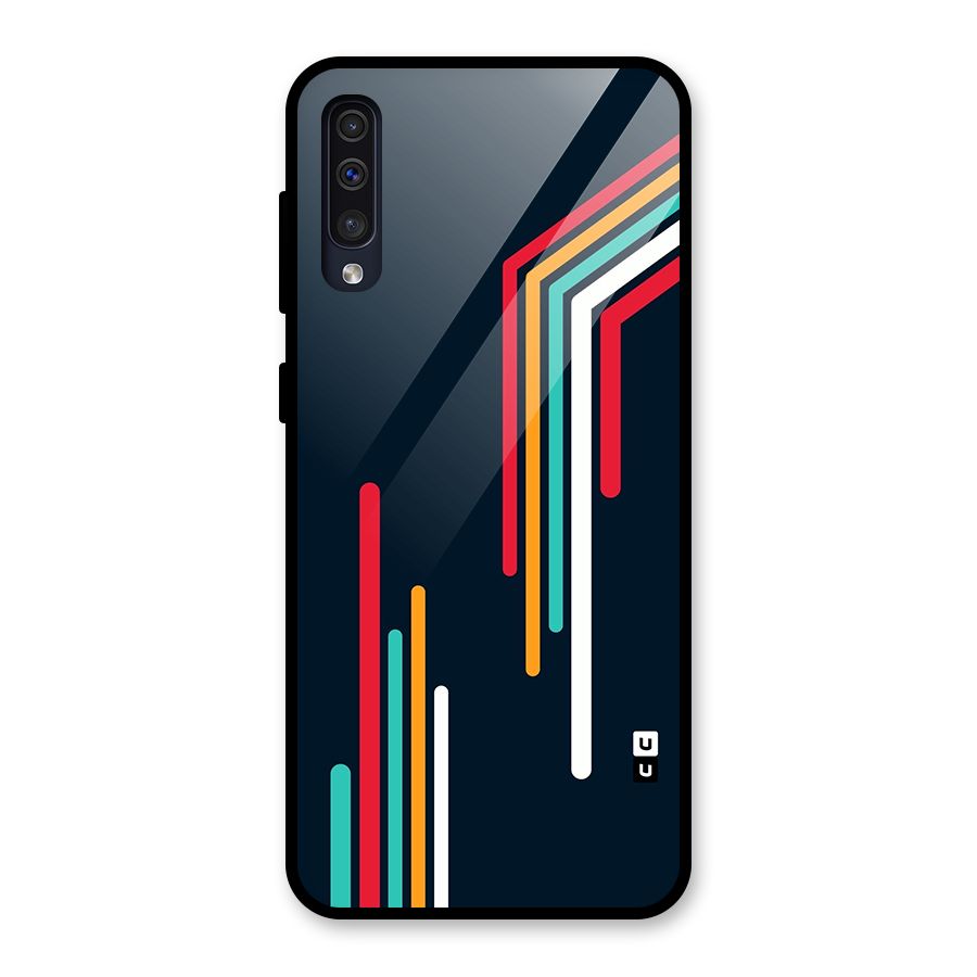 Retro Lines Minimal Stripes Glass Back Case for Galaxy A50